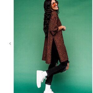 Lala Icon Mock Neck Top in Leopard Womens Size Small